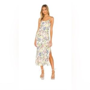 Alice + Olivia Harmony Slip Floral midi dress in Gardenia - size 4